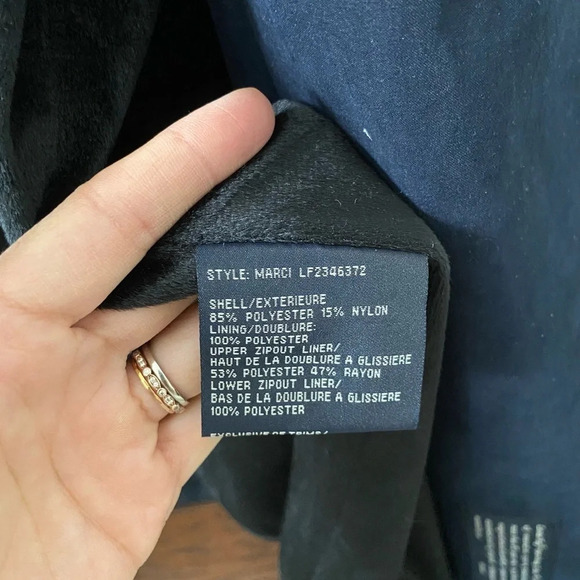 LONDON Fog Navy Blue Classic Double-Breasted Vintage Trench Coat Size 12P - Picture 10 of 17